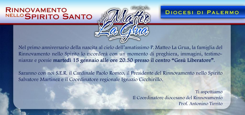 Primo anniversario Padre Matteo La Grua