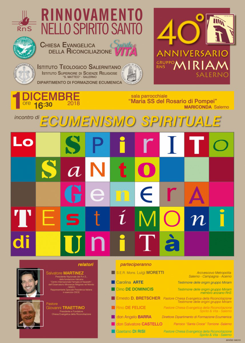 Incontro di Ecumenismo Spirituale a Salerno