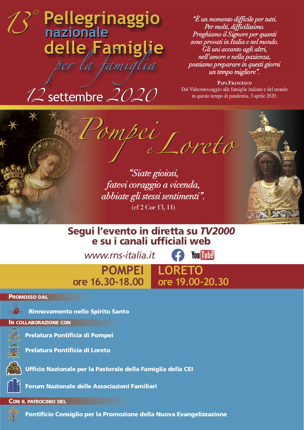 13° Pellegrinaggio delle Famiglie 2020